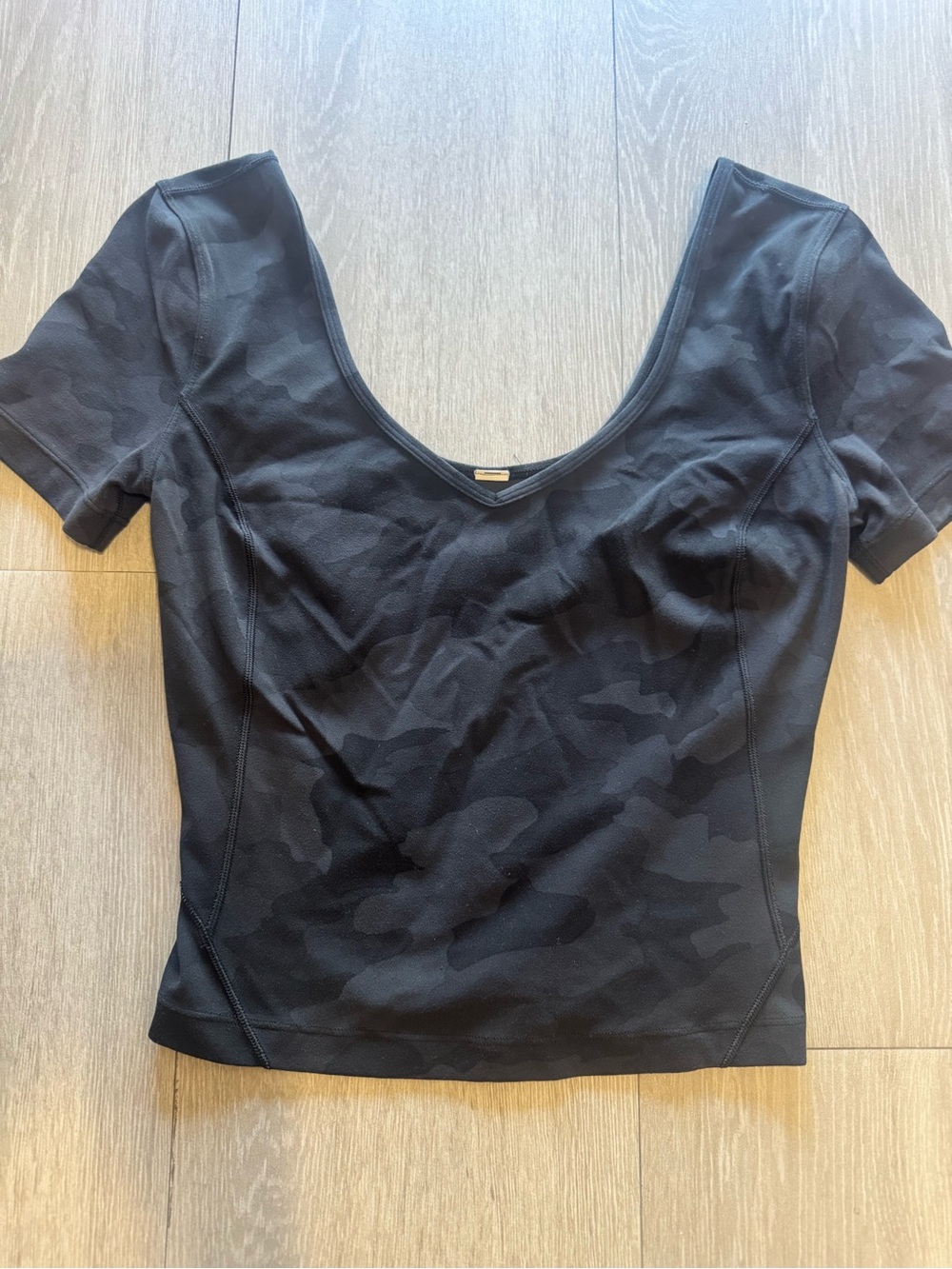lululemon athletica Black Camo Scoop Neck Crop Top